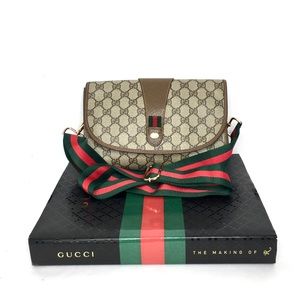 Authentic Gucci brown monogram coated canvas crossbody bag